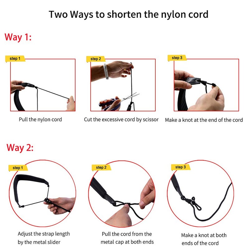 Rayzm Saxophone Strap with Metal Hook for Adults and Children, Soft Padded Adjustable Sax Neck Strap for Alto/Tenor/Soprano/Baritone Saxophones - Image 3
